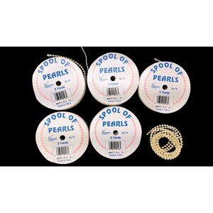 Vintage Spool Of Pearls Lot of 5 Plus Extra Strand Dolls Sewing Crafts Westwater